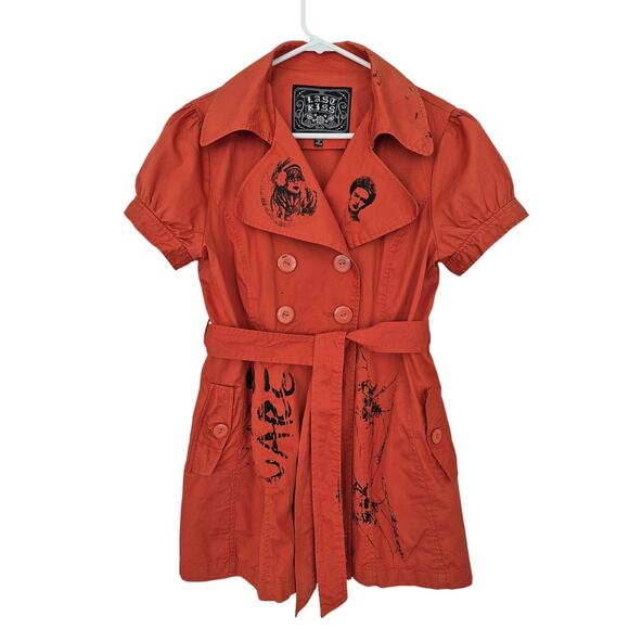 last kiss Jackets & Blazers - Last Kiss Shacket Size Large Jacket Top Short Sleeve Art To Wear Freida Kahlo